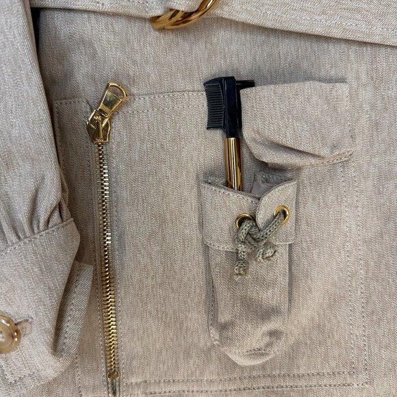 AW21 MOSCHINO Couture Jeremy Scott Beige Gabardine Survivor Kit Tools Dress - Picture 8 of 16